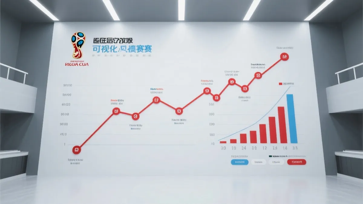 世界杯淘汰赛路径与数据指标叠加的可视化图